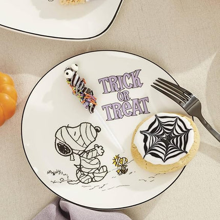Lenox Dinnerware Set, The Great Pumpkin Accent Plates, Assorted, Set of 4 Porcelain Plates, Halloween Plates, Hand Wash Only, Spooky Salad and Pasta Plate, Halloween Table Decorations (4 Pieces)