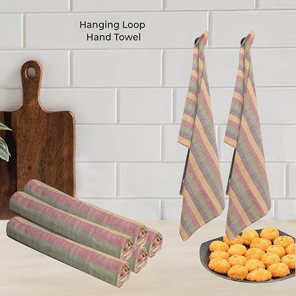 Urban Villa Kitchen Towels Harvest Stripes Dish Towels Set of 6 20" X30” 100% Cotton Highly Absorbent Quick Drying Dish Cloths & Dish Towels Thanksgiving Fall Tea Towels with Hanging Loop Towels