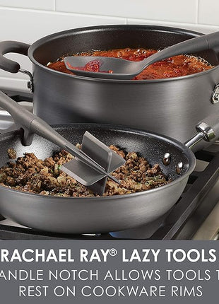 Rachael Ray Tools and Gadgets Lazy Crush & Chop, Flexi Turner, and Scraping Spoon Set / Cooking Utensils - 3 Piece, Gray