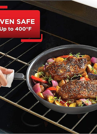 T-fal All In One Hard Anodized Nonstick Cookware Set 12 Piece Pots and Pans, Dishwasher Safe Black