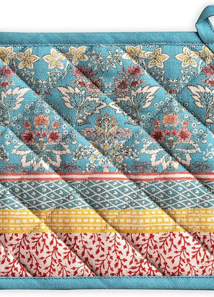 Maison d' Hermine Pot Holders 100% Cotton Heat Resistant Potholders 8" x 8" Hot Pads with Loop BBQ, Cooking, Baking, Grilling, Kitchen, Handling Hot Pans Spring/Summer (Pack of 1, Marquise)