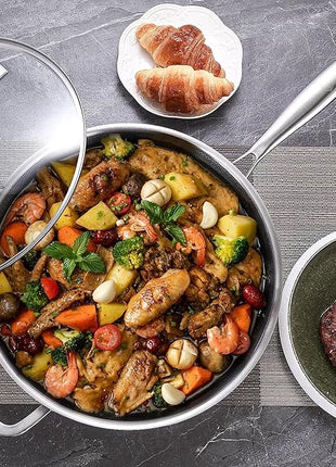 LOLYKITCH 10 Piece Kitchen Cookware Set,Hybrid Tri-ply Stainless Steel Pots and Pans Set,Induction Cookware,Heavy Duty,Dishwasher and Oven Safe.