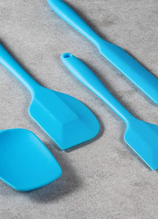 4 Piece Silicone Spatula Set, Flexible Heat Resistant Non-scratch Baking Cooking Rubber Spatulas with Stainless Steel Core, Blue