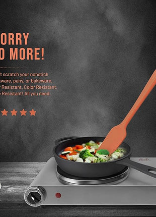 Silicone Spatula Set - 4-Piece Rubber Spatulas Silicone Heat Resistant 600°F for Everyday Task - Seamless Design Kitchen Spatulas for Nonstick Cookware - Orange