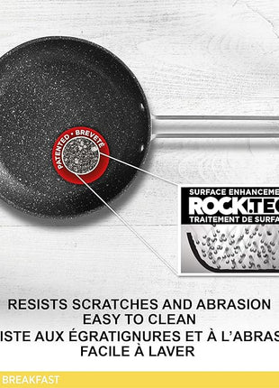 Starfrit The Rock 16cm (6.5") Non-Stick Egg Fry Pan - Durable Forged Aluminum - Oven Safe - PFOA Free - Easy to Clean - Black