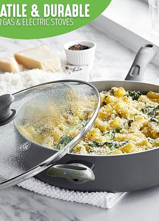 GreenLife Sandstone Healthy Ceramic Nonstick 5 Quart Saute Pan, PFAS-Free, Dishwasher Safe, Black