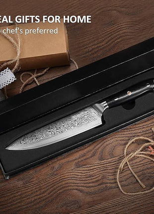 PAUDIN Damascus Chef Knife, 8 Inch Kitchen Knife, 67 Layers Damascus Steel Knife Japanese VG10 Core, Professional Chefs Knife with Ergonomic G10 Handle