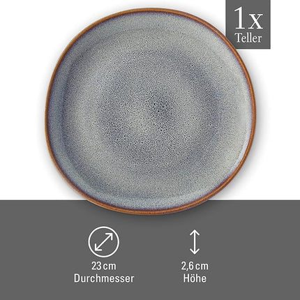 Villeroy & Boch Lave Beige Breakfast Plate, Stylish Stoneware Plate for Appetizers, Salads, Dessert or Brunches, Dishwasher and Microwave Safe, Beige, 9.25 x 9 x 1 in