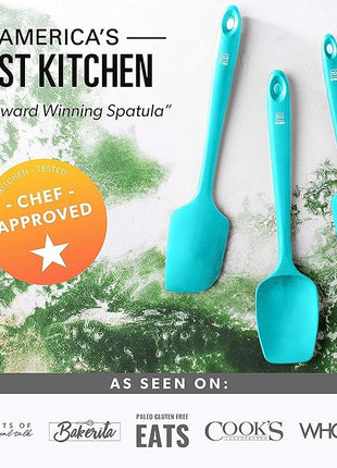 DI ORO Silicone Spatula Set - Rubber Kitchen Spatulas for Baking, Cooking, & Mixing - 600°F Heat-Resistant & BPA Free Silicone Scraper Spatulas for Nonstick Cookware - Dishwasher Safe (4pc, Teal)