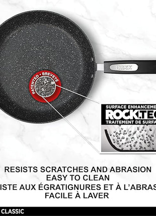 Starfrit The Rock 8PC Non-Stick Cookware set - Durable Forged Aluminum - Oven Safe - PFOA Free - Easy to Clean - Black