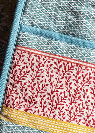 Maison d' Hermine Double Oven Mitts 100% Cotton 7"x35" Double Oven Mitt Heat Resistant BBQ Cooking Gloves with Loop, Baking, Grilling, Home, Kitchen, Handling Hot Pans Spring Summer (Marquise)