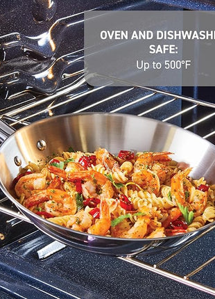 T-fal Stainless Steel Cookware Set, 11 Piece, Induction Cookware, Oven Safe to 500°F, Kitchen Cooking Set w/Fry Pans, Pots and Pans, Dutch Oven, Saucepans, Kitchen Essentials, Silver