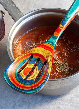 Totally Bamboo Baltique Montego Bay Collection 12-1/2" Wooden Slotted Cooking Spoon, Safe for Nonstick