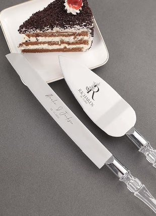 AW BRIDAL Personalized Cake Cutter Set for Wedding - Cake Knife 13.2 Inch, Cake Server 10.8 inch - Baby Shower Engagement Gifts for Couples//DK2201CPP96//