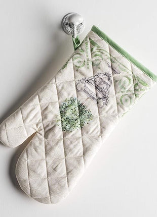 Maison d' Hermine Oven Gloves 100% Cotton Oven Mitt 7" x 13" with Loop Heat Resistant, BBQ, Cooking Gloves, Baking, Grilling, Kitchen, Handling Hot Pans Spring/Summer (Pack of 1, Jardin Du Roy)