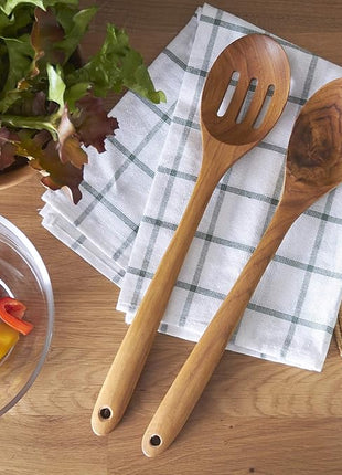 FAAY 13.5" Teak Cooking Spoon, Wooden Spoon, Mixing Spoon Handcraft from Teak | Healthy and High Moist Resistance for Non Stick Cookware