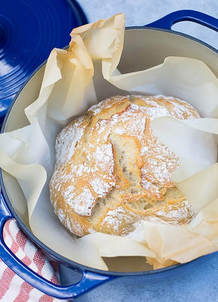 Lodge 6 Quart Enameled Cast Iron Dutch Oven with Lid – Dual Handles – Oven Safe up to 500° F or on Stovetop - Use to Marinate, Cook, Bake, Refrigerate and Serve – Indigo