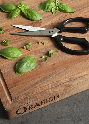 Babish All Purpose Heavy Duty Kitchen Shears Durable Stainless Steel 4 Inch Blade Scissors, Black