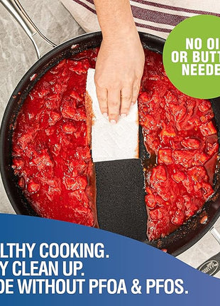 Granitestone 14 Inch Pan for Cooking, Family Sized Large Non Stick Frying Pans Skillet for Eggs, Omelette, with Helper Handle, PFOA PFOS Free Oven & Dishwasher Safe - LID NOT INCLUDED