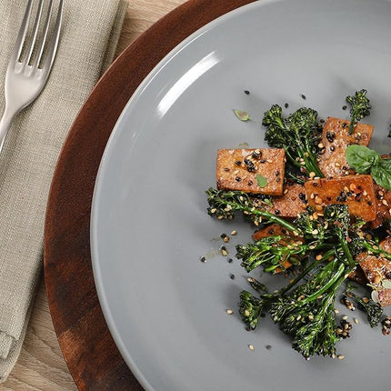 Gibson Home Rockaway 12 Piece Plates and Bowls Matte Outside/Shiny Inside Glaze Service for 4 Dinnerware Set - Blue - Dishwasher and Microwave Safe