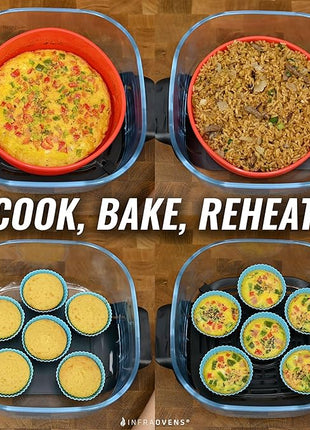 Air Fryer Baking Pan Set ForNinja Speedi SF301 Rapid Cooker & Airfryer, Bakeware Sets with Cupcake Liners & Kitchen Conversion Chart, Nonstick Round Cake Molds for Baking