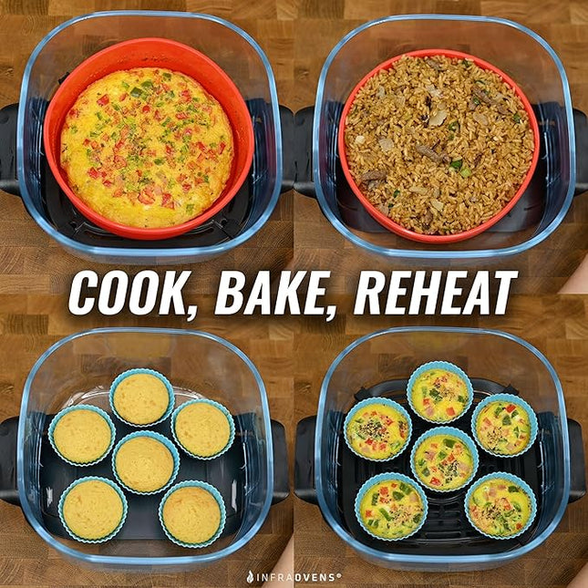 Air Fryer Baking Pan Set ForNinja Speedi SF301 Rapid Cooker & Airfryer, Bakeware Sets with Cupcake Liners & Kitchen Conversion Chart, Nonstick Round Cake Molds for Baking