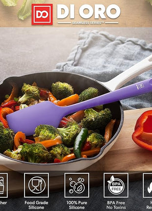 DI ORO Silicone Spatula - 600°F Heat-Resistant Rubber Kitchen Spatula for Baking, Scraping, & Mixing - BPA Free Nonstick Cookware Safe Flexible Utensil for Cooking - Dishwasher Safe (Lavender)