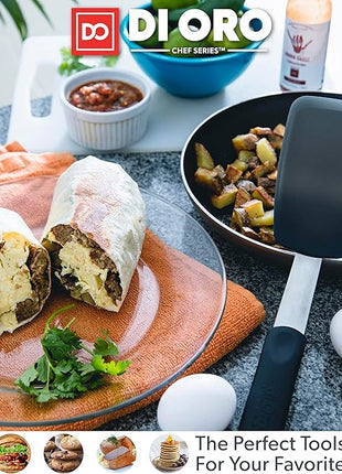 DI ORO - Chef Series FLEX Silicone Spatula 600ºF Heat-Resistant Flexible Silicone Rubber Turner Spatulas (3-Piece Set)