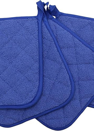 Cotton Pot Holders Cotton Made Machine Washable Heat Resistant Everyday Kitchen Basic Terry Pot Holder, Hot Pads, Trivet for Cooking and Baking Set of 4 (Dark Blue)