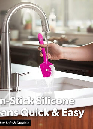 DI ORO Silicone Spatula Set - Rubber Kitchen Spatulas for Baking, Cooking, & Mixing - 600°F Heat-Resistant & BPA Free Silicone Scraper Spatulas for Nonstick Cookware - Dishwasher Safe (3pc, Magenta)