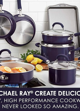 Rachael Ray Create Delicious Nonstick Cookware Pots and Pans Set, 13 Piece, Purple Shimmer