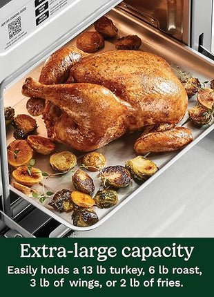 Cuisinart 15-in-1 Extra-Large Digital Air Fryer Oven with 9"x13" 2-in-1 Pan, Air Fry 4 Lbs of Wings, Cook a 13 Lb Turkey or 5+ Lb Chicken, Toast 9 Slices of Bread, and Bake a 13" Pizza, TOA-112