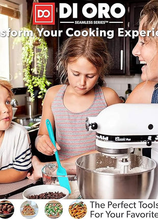 DI ORO Silicone Spatula Set - Rubber Kitchen Spatulas for Baking, Cooking, & Mixing - 600°F Heat-Resistant & BPA Free Silicone Scraper Spatulas for Nonstick Cookware - Dishwasher Safe (4pc, Teal)