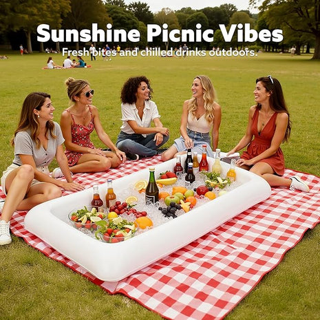 JOYIN 3-Pack Inflatable Serving Bars Cooler - Inflatable Cooler Ice Buffet Salad Serving Trays with Drain Plug, Food Drink Holder for Indoor Outdoor Summer Picnic Beach Pool Luau Party
