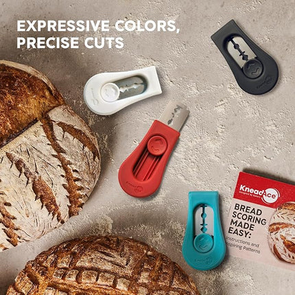 KneadAce Upgraded Extractable & Magnetic Bread Lame Dough Scoring Tool - Professional Sourdough scoring tool for Sourdough Bread baking & Bread Making Tools - Scoring Patterns booklet & 5 Razor Blades