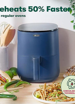 BELLA 2.9QT Touchscreen Air Fryer, No Pre-Heat Needed, No-Oil Frying, Fast Healthy Evenly Cooked Meal Every Time, Dishwasher Safe Non Stick Pan and Crisping Tray for Easy Clean Up, Matte Blue