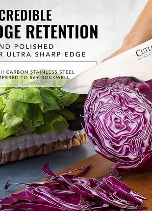 Cutluxe Chef Knife – 8" Kitchen Knife, German High Carbon Steel, Full Tang, Ergonomic Handle Design, Sheath Included – Artisan Series