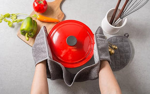 DII Basic Terry Collection 100% Cotton Quilted, Double Mitt, Gray