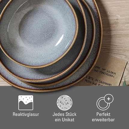 Villeroy & Boch Lave Beige Breakfast Plate, Stylish Stoneware Plate for Appetizers, Salads, Dessert or Brunches, Dishwasher and Microwave Safe, Beige, 9.25 x 9 x 1 in