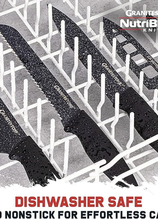 Granitestone Nutriblade Knife Set, High Grade Professional Chef Kitchen Knives Set, Toughened Stainless Steel with Nonstick Mineral Coating, Rubberized Ergonomic Grip, Dishwasher Safe