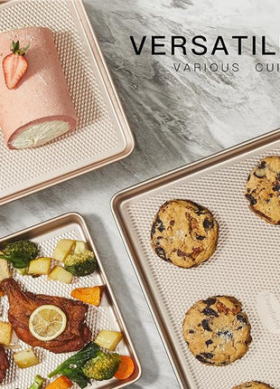 Jelly Roll Pan 15x10 - HONGBAKE Commercial Cookie Sheets for Baking with Diamond Texture Surface, 57% Thicker Carbon Steel Baking Sheet for Oven, Nonstick Cooking Tray