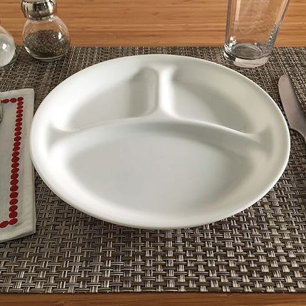 Corelle Winter Frost White 26cm Divided Dinner Plate, Pack of 6