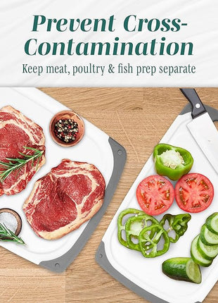 Cutting Boards for Kitchen - BPA-Free Chopping Board - Different Sizes & Non Slip Handles - Reversible, Large Cutting Board Set - Unique Gifts for Cooks Who Have Everything - 3-Pack Aqua