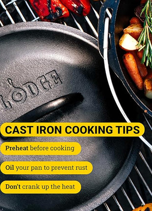 Lodge 9 Quart Pre-Seasoned Cast Iron Dutch Oven with Lid - Wire Bail Handle for Easy Transfer from Cooking Surface to Table - Use in the Oven, on the Stove, on the Grill or over the Campfire - Black