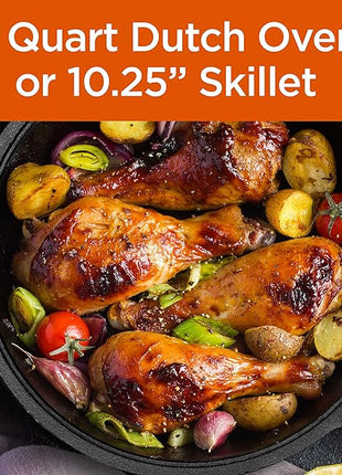 COMMERCIAL CHEF 5-Quart Cast Iron Dutch Oven with Skillet Lid