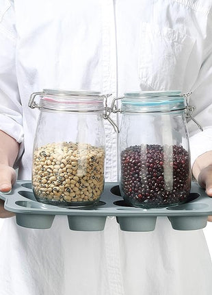 To encounter 8 in 1 Silicone Baking Set - 6 Cake Molds - 2 Silicone Baking Mat, Nonstick Cookie Sheet, Cake Muffin Bread Pan with Grips and Metal Reinforced Frame More Strength, Light Grey