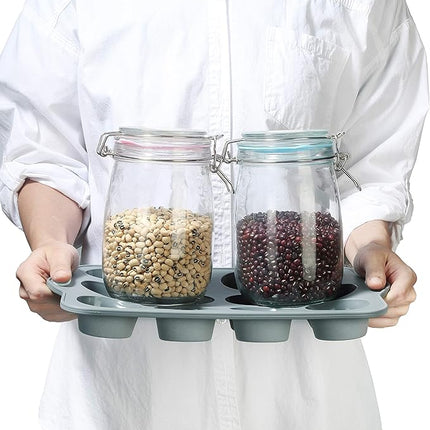 To encounter 8 in 1 Silicone Baking Set - 6 Cake Molds - 2 Silicone Baking Mat, Nonstick Cookie Sheet, Cake Muffin Bread Pan with Grips and Metal Reinforced Frame More Strength, Light Grey