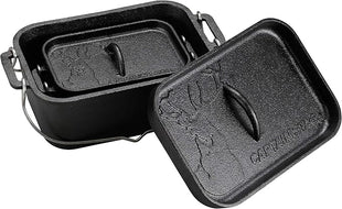 Captain Stag UG-3063 Dutch Oven, Iron Casting, Square Shape, Dutch Oven, Width 10.6 x Depth 6.7 x Height 4.7 inches (270 x 170 x 120 mm), Full Water Capacity: 0.7 gal (2.3 L), No Seasoning Required