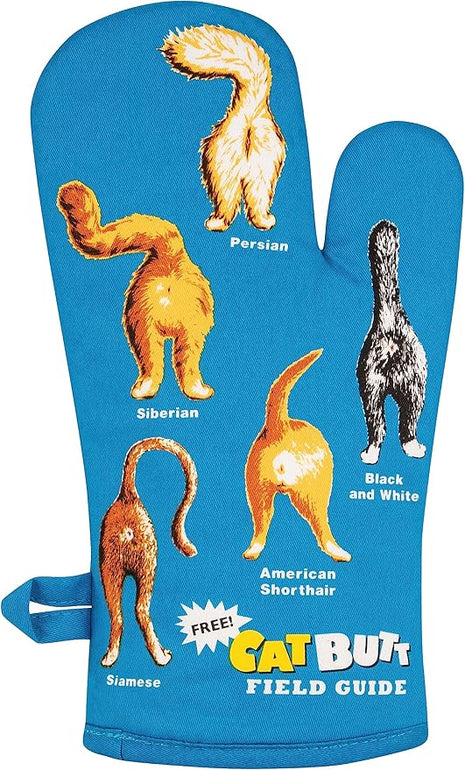 Blue Q Cat Butt Funny Oven Mitts - Cute Oven Mitts, Home Kitchen Gifts, Cooking Accessories, Super-Insulated Quilting, Comfy Natural-Fitting Shape, 100% Cotton, Machine Wash, Size 12.5" L x 7.5" W