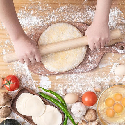 AISOSO French Rolling Pin, 17.7 Inches Wood Rolling Pins for Baking, Extra Long Classic Wooden Dough Roller for Fondant Pizza Pie Crust Cookie Pastry, Kitchen Baking Essentials, Light Yellow